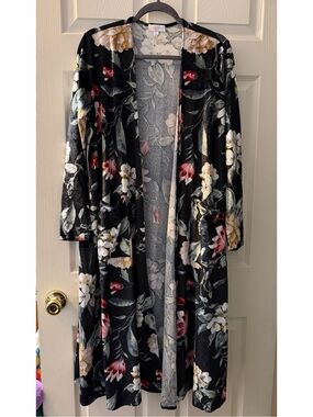 LuLaRoe Black Floral Maxi Cardigan L